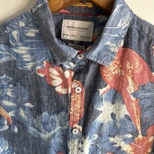 Denim & Flower Blue and Red Floral Men's Shirt